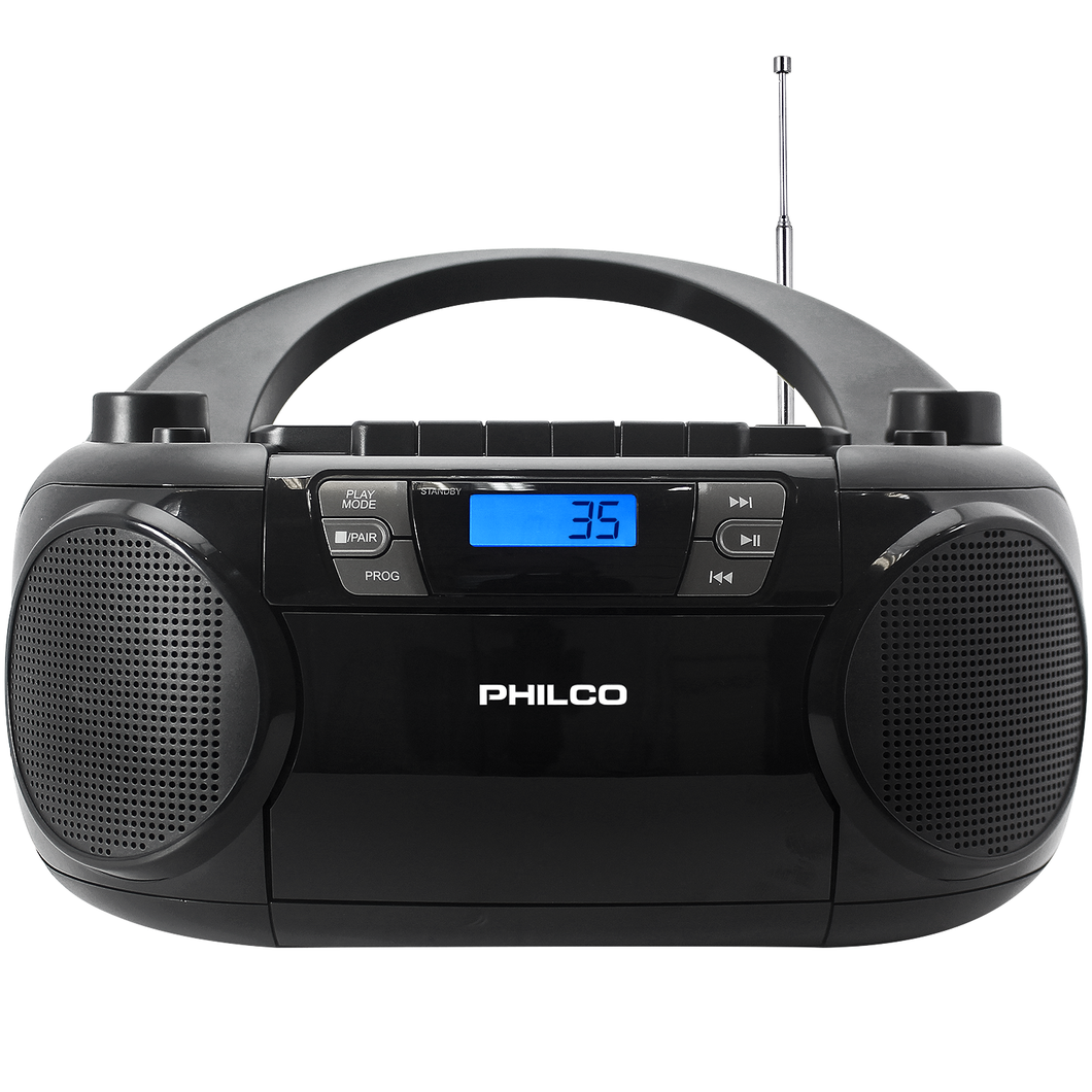 Philco PJC7000BT Bluetooth CD Boombox with Cassette, MP3 CD USB Playback The Ultimate Retro Music Combo with Best in Class Sound Performance, 12 watts, and Telescopic FM Antenna Provides Maximum Radio Reception