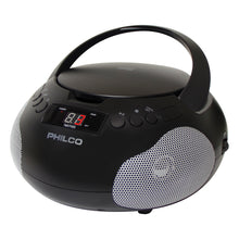 Load image into Gallery viewer, Philco PBB1005 Portable CD Player Boombox with Speakers and AM FM Radio | Black Boom Box CD Player Compatible with CD-R/CD-RW and Audio CD | 3.5mm Aux Input | Stereo Sound | LED Display | AC/Battery Powered

