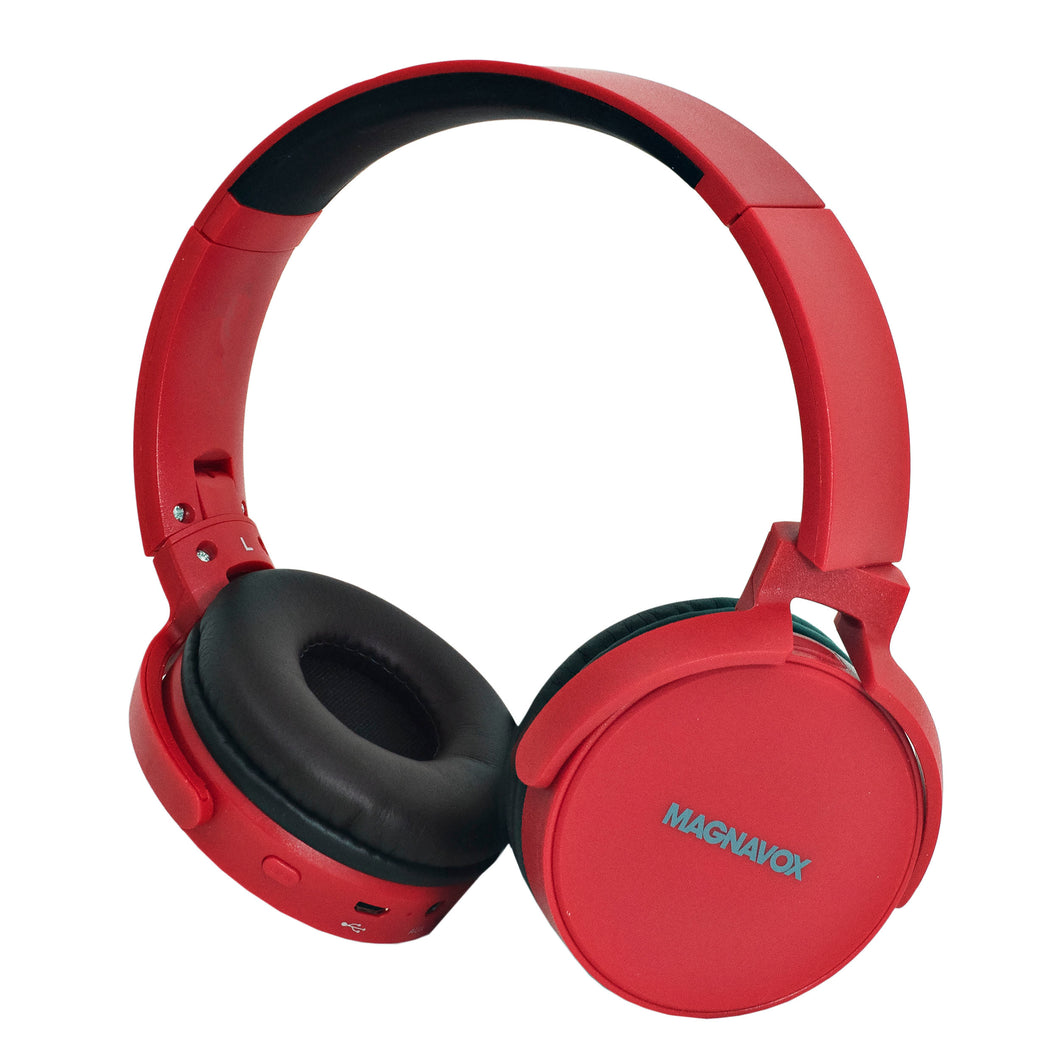 Magnavox MBH542-RD Bluetooth Wireless Foldable Stereo Headphones in Red
