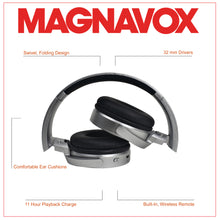 Load image into Gallery viewer, Magnavox MBH542-SG Bluetooth Wireless Foldable Stereo Headphones in Space Grey
