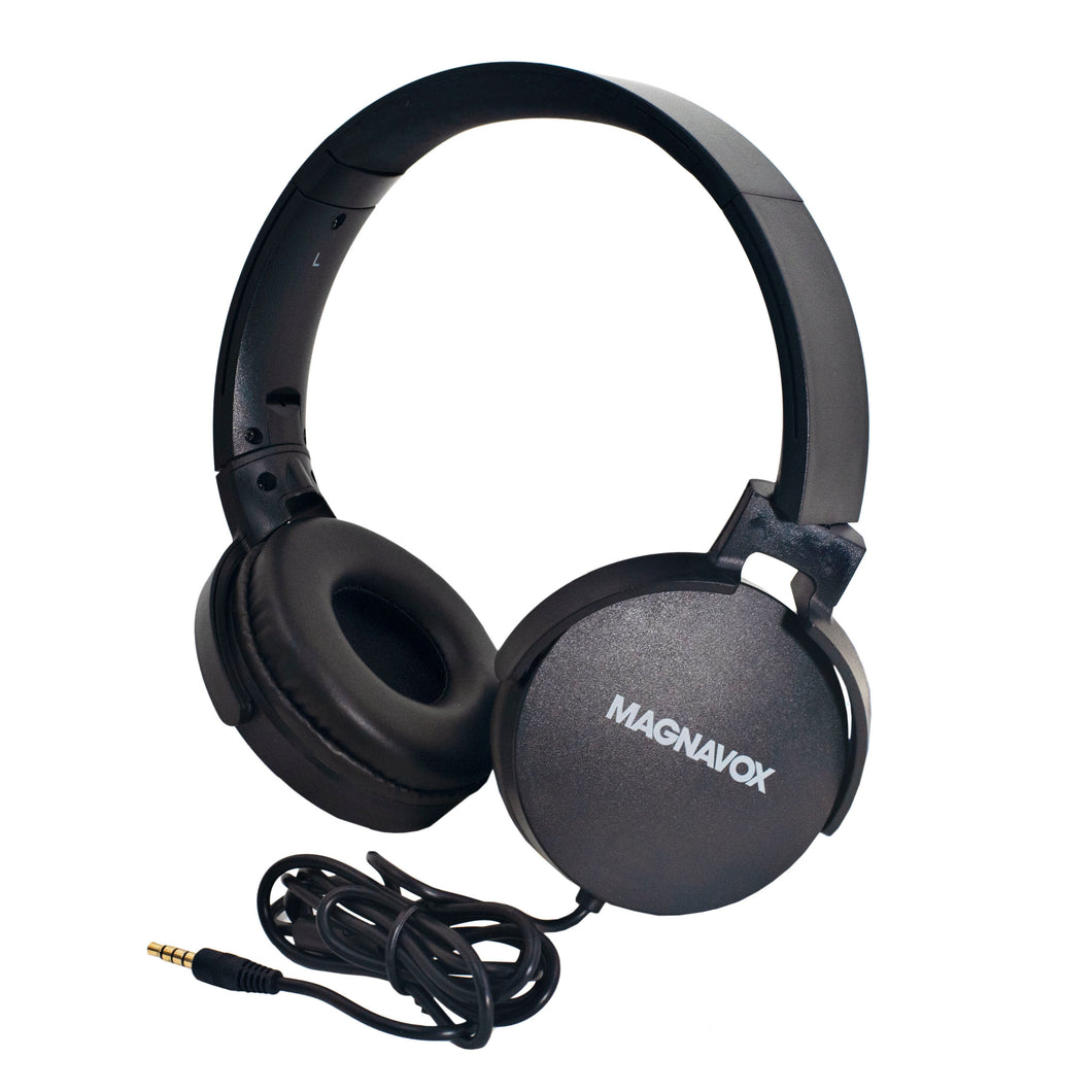 Magnavox MHP5026M-BK Stereo Headphones with Microphone in Black