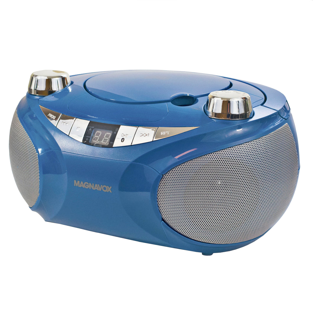 Magnavox MD6949-BL Portable CD Boombox with AM/FM Radio and Bluetooth in Blue
