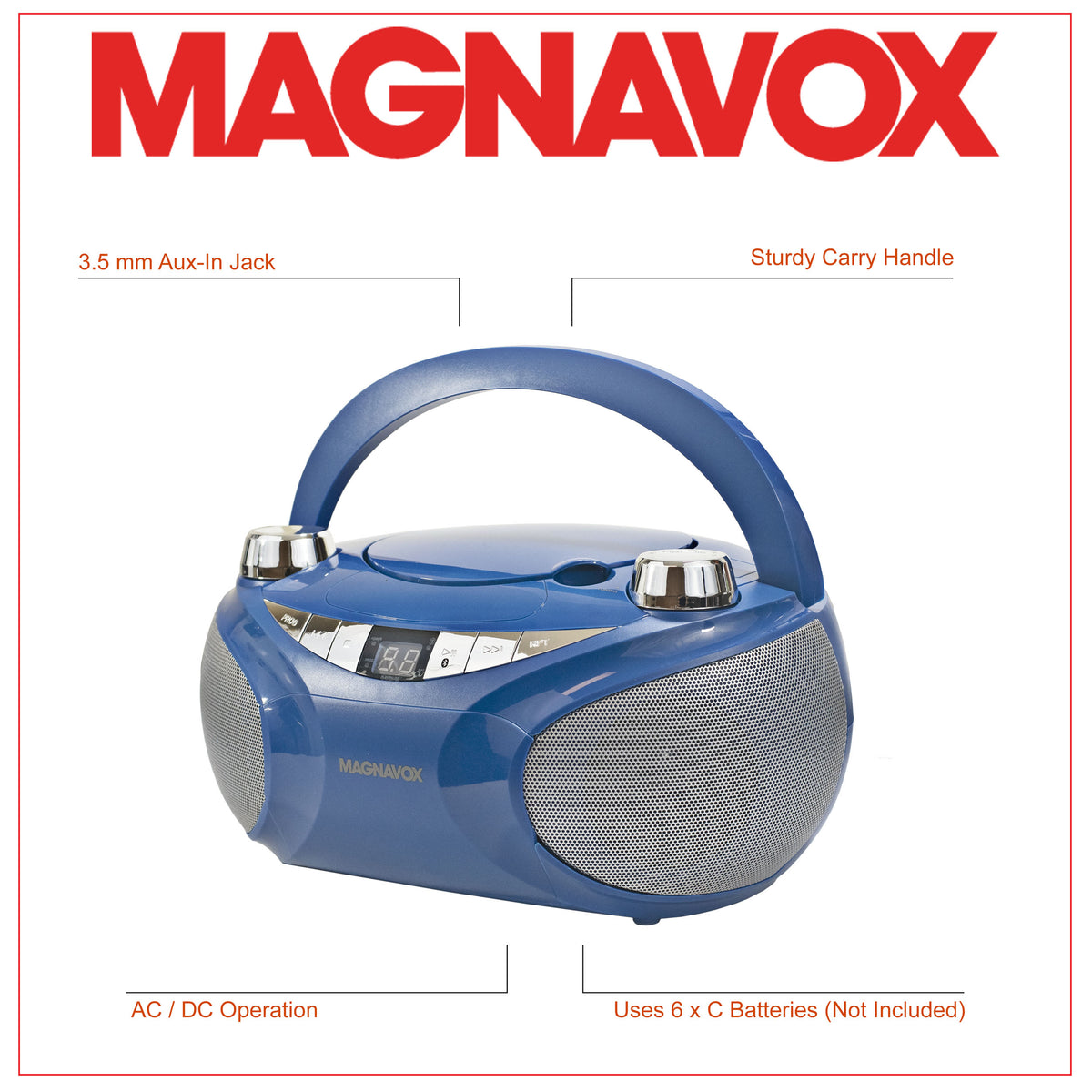 Magnavox MD6949-BL Portable CD Boombox with AM/FM Radio 