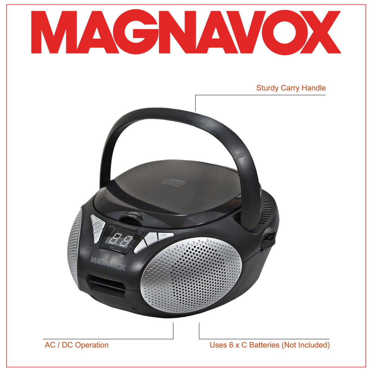 Magnavox MD6924 - Caja de CD portátil con radio estéreo AM/FM