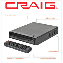 Load image into Gallery viewer, Craig CVD516 Compact DVD Player with Remote in Black

