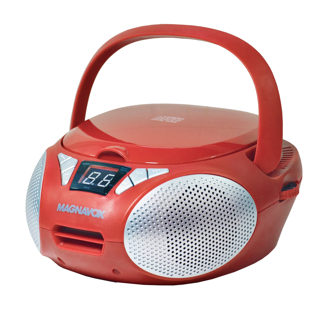 Magnavox MD6924-RD Portable Top Loading CD Boombox with AM/FM Radio in Red