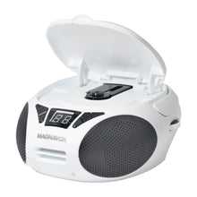 Load image into Gallery viewer, Magnavox MD6924-WH Portable Top Loading CD Boombox with AM/FM Radio in White/Black
