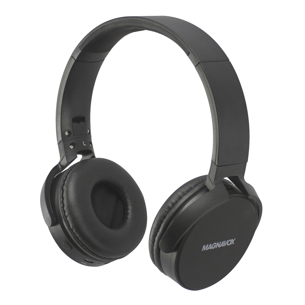 Magnavox MBH542-BK Bluetooth Wireless Foldable Stereo Headphones in Black