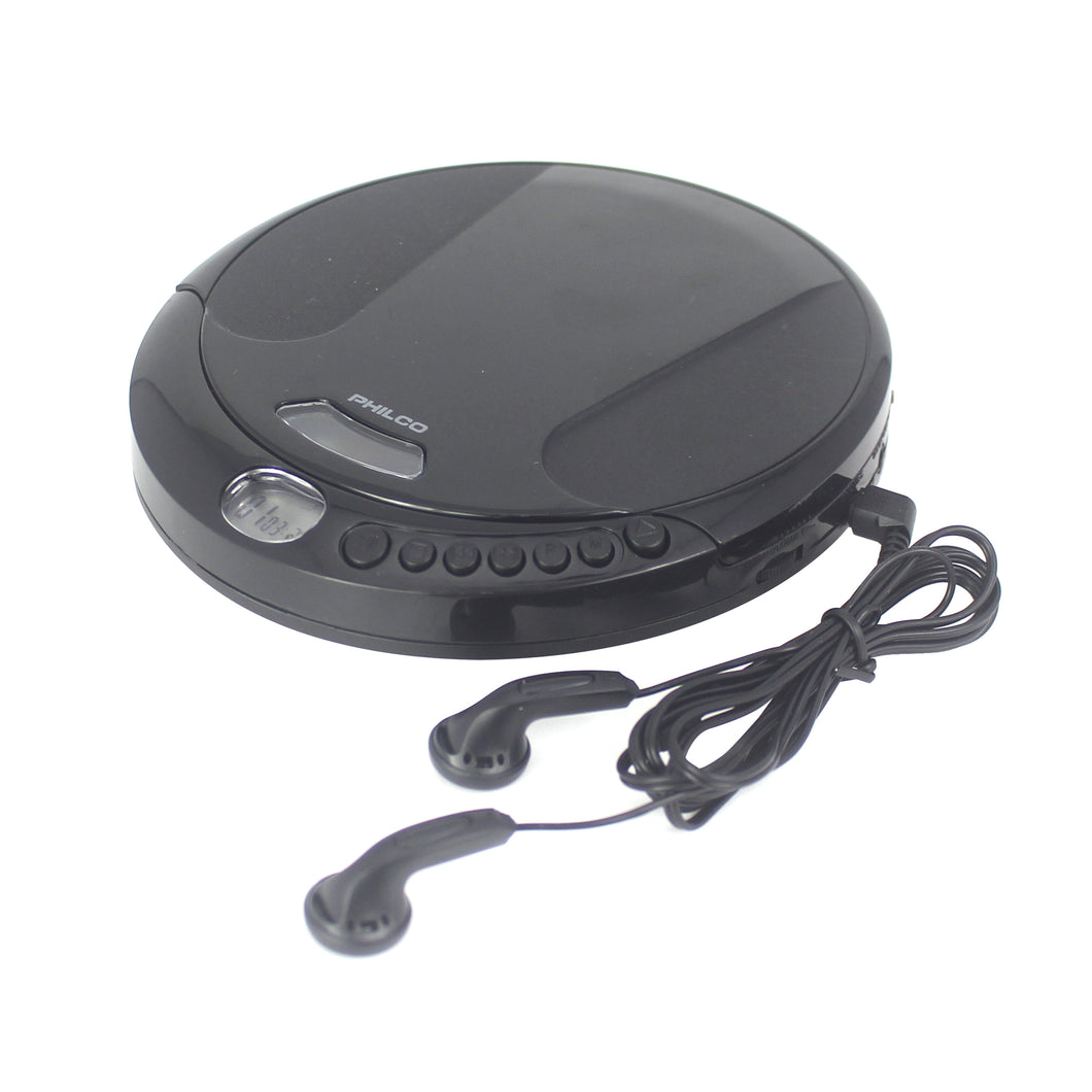 PHILCO PCD1000 Personal CD Player with 60 Second Anti-Shock - Portable, Compact, and Easy to Use - Includes Headphones