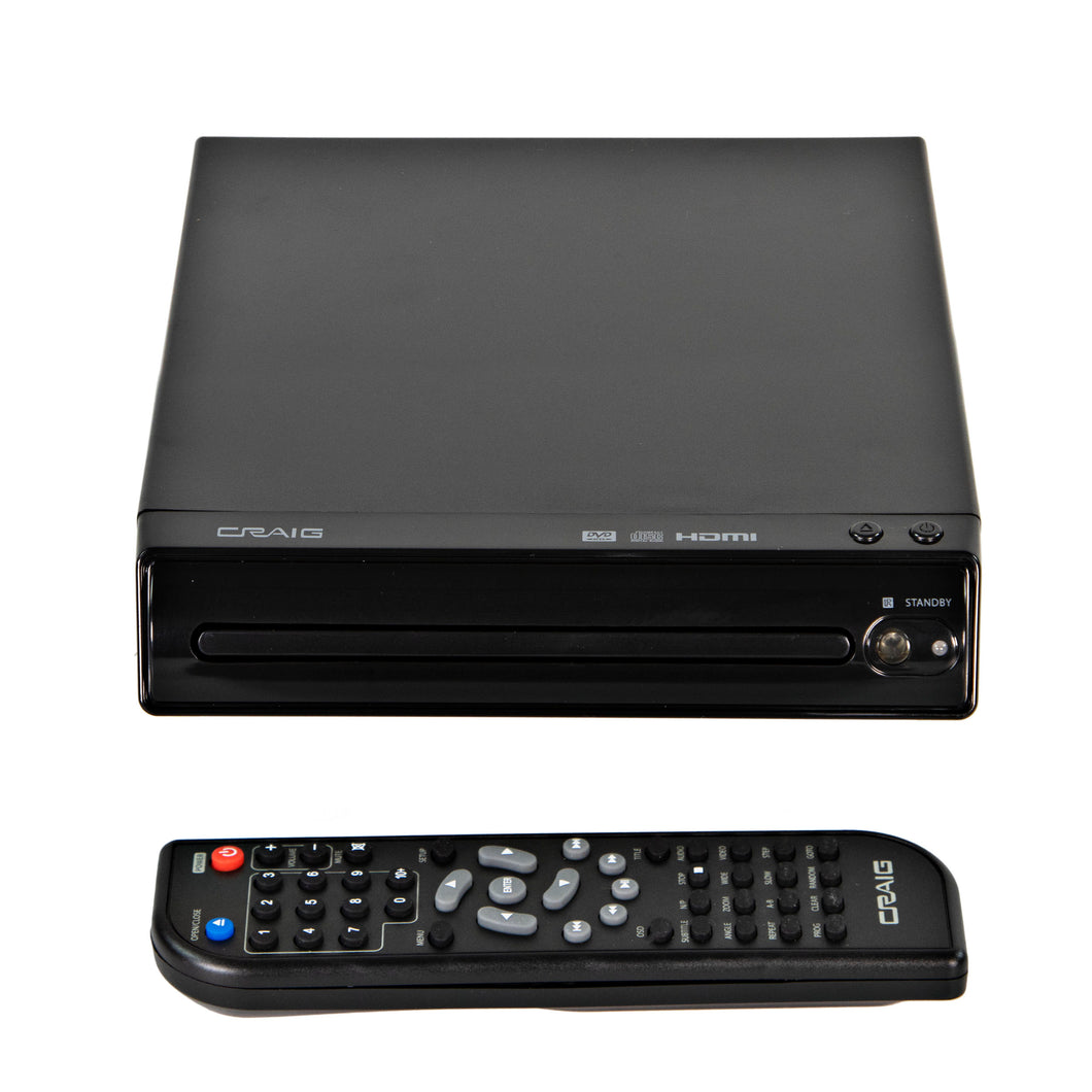 Craig CVD401A Compact HDMI DVD Player with Remote in Black | Compatible with DVD-R/DVD-RW/JPEG/CD-R/CD-R/CD | Progressive Scan | HDMI Up-Convert to 1080p
