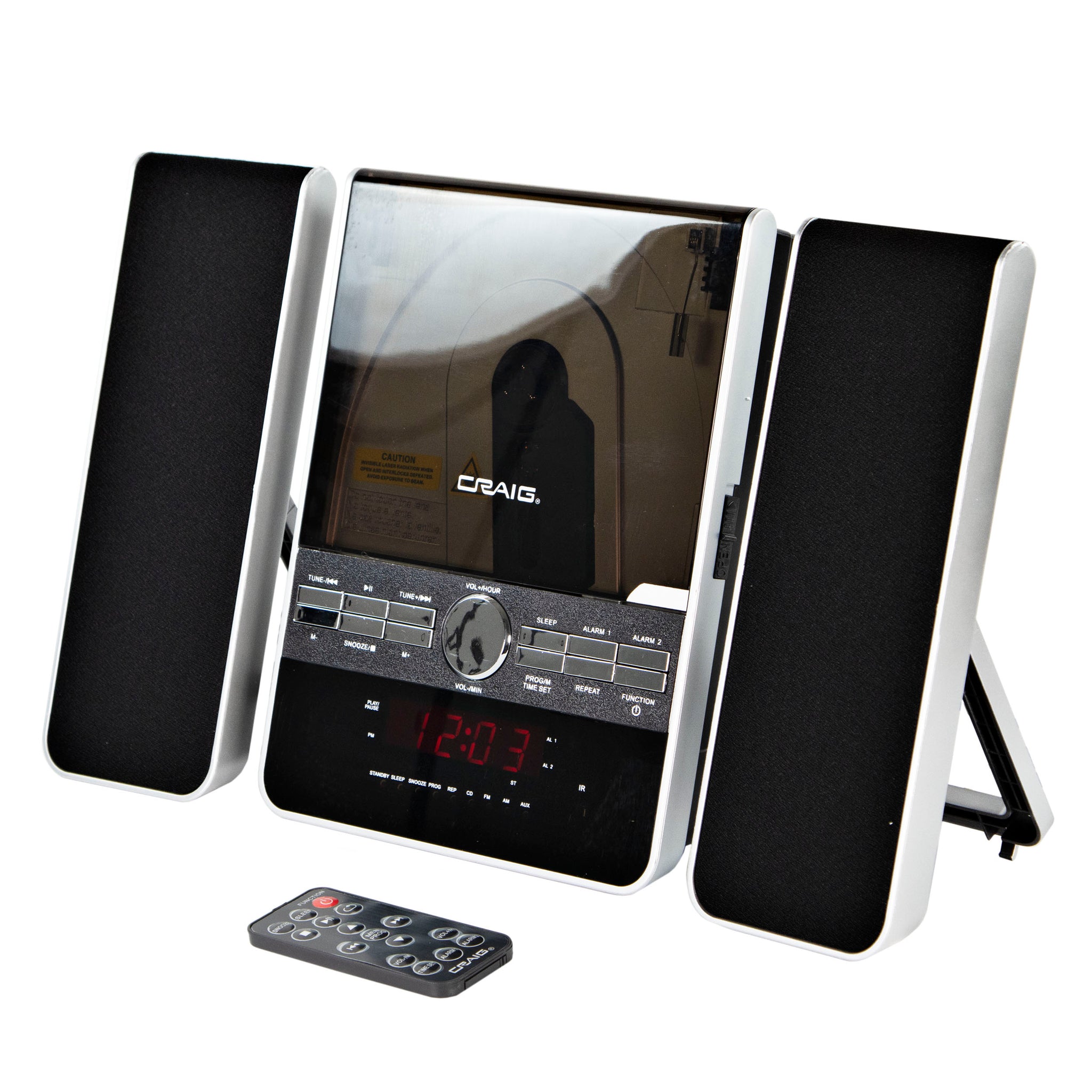Craig CM427 3-Piece Vertical CD Stereo Shelf System with AM/FM and