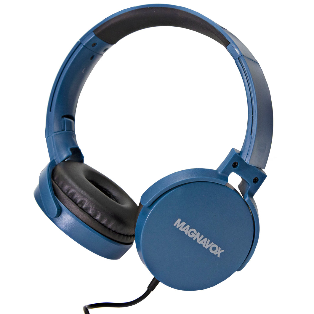 Magnavox MHP5026M-BL Stereo Headphones with Microphone in Blue