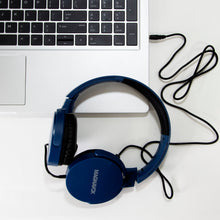 Load image into Gallery viewer, Magnavox MHP5026M-BL Stereo Headphones with Microphone in Blue
