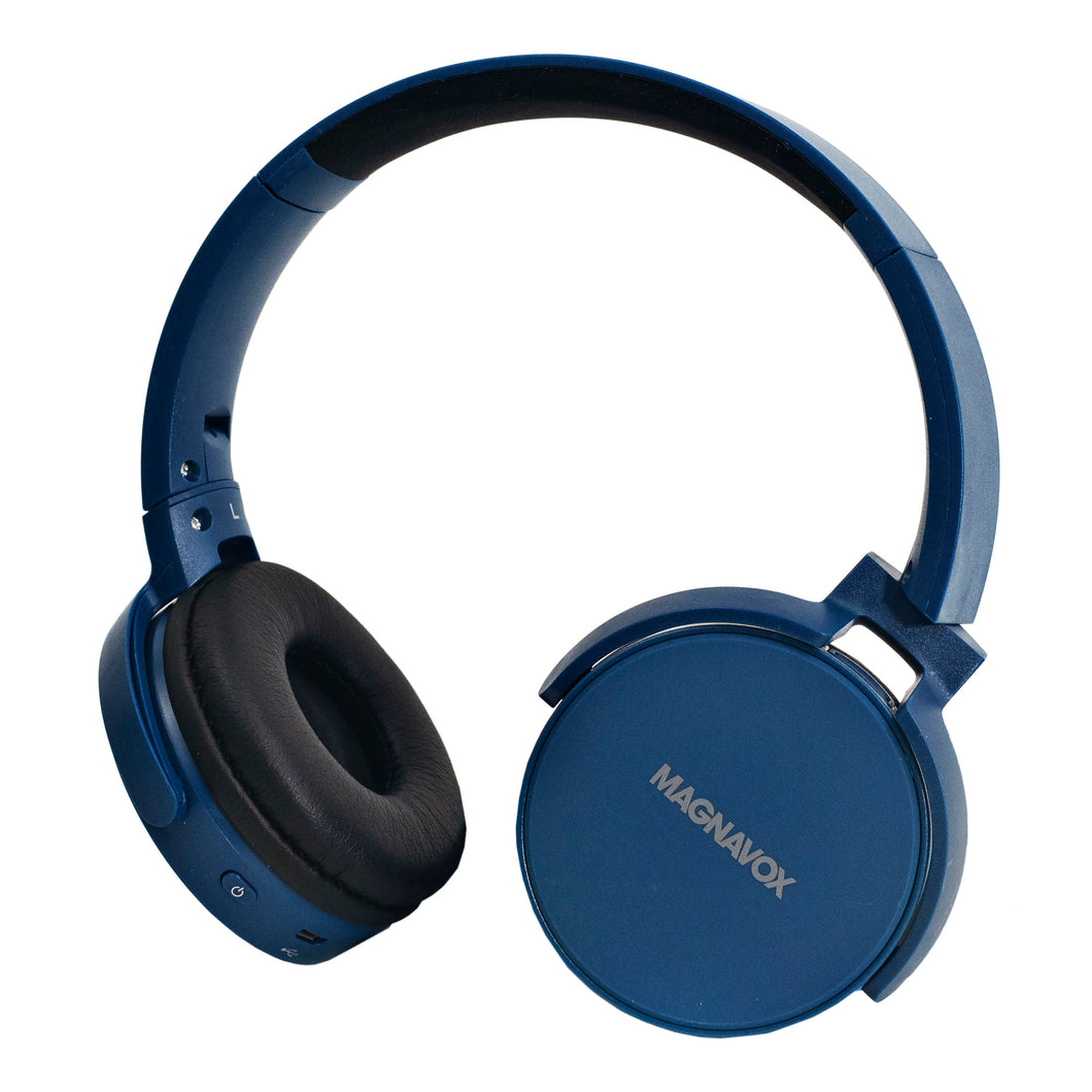 Magnavox MBH542-BL Bluetooth Wireless Foldable Stereo Headphones in Blue