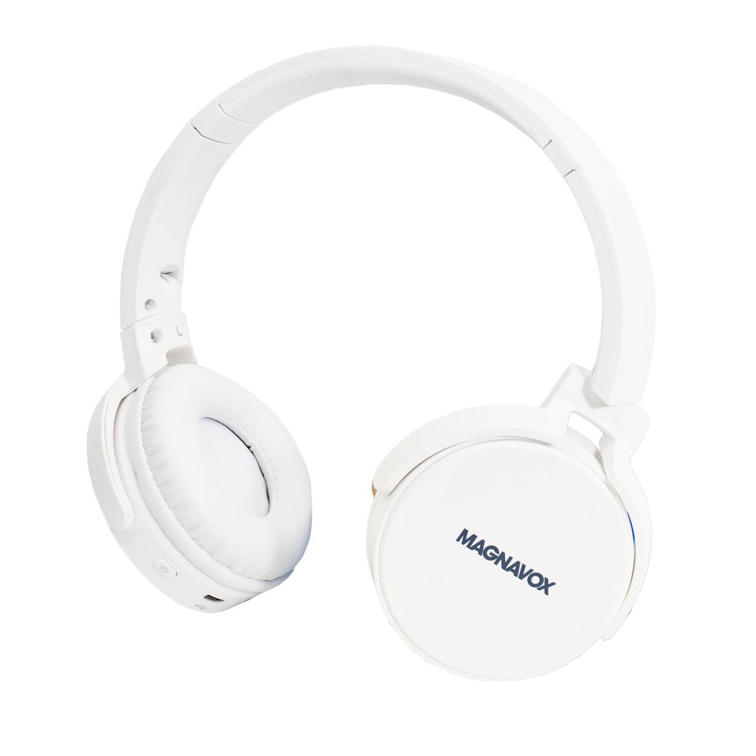 Magnavox MBH542-WH Bluetooth Wireless Foldable Stereo Headphones in White