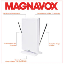 Load image into Gallery viewer, Magnavox MC347 Indoor Antenna with Amplifier with 6ft Coaxial Cord in White
