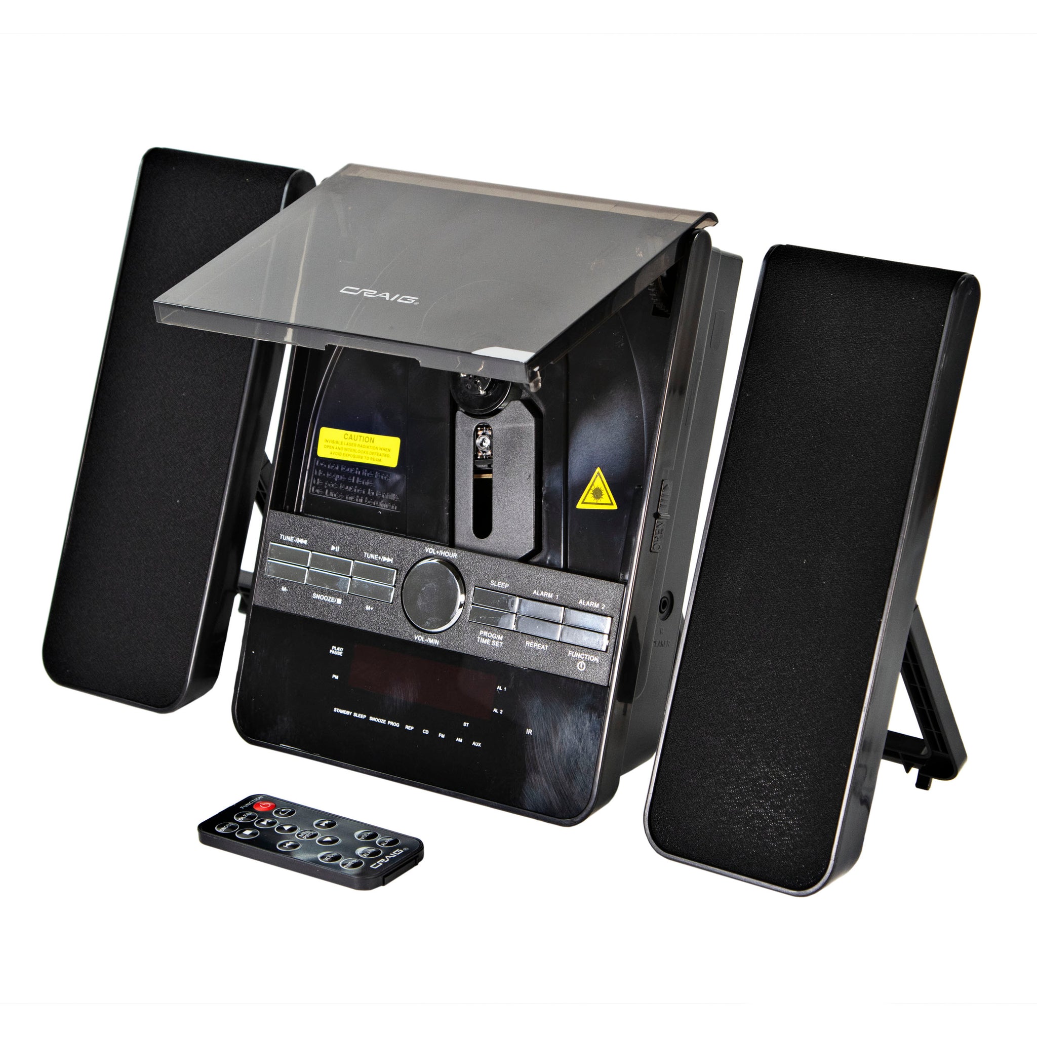 Craig CM427BT-BK 3-Piece Vertical CD Stereo Shelf System with AM