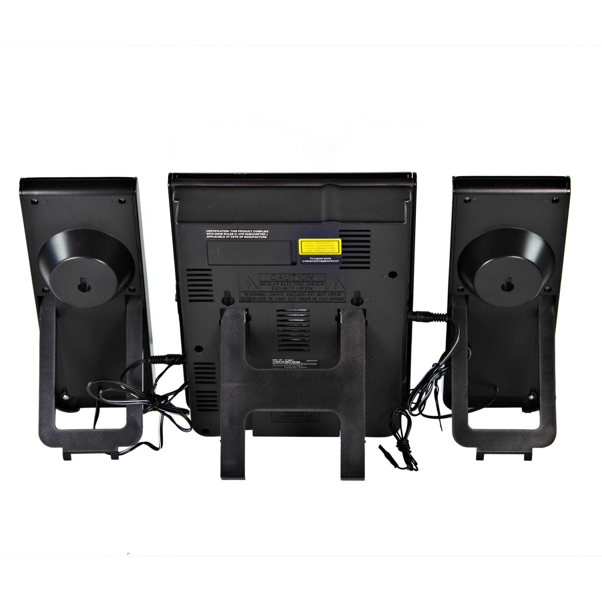 Craig CM427BT-BK 3-Piece Vertical CD Stereo Shelf System with AM/FM Ra – Craig  Electronics