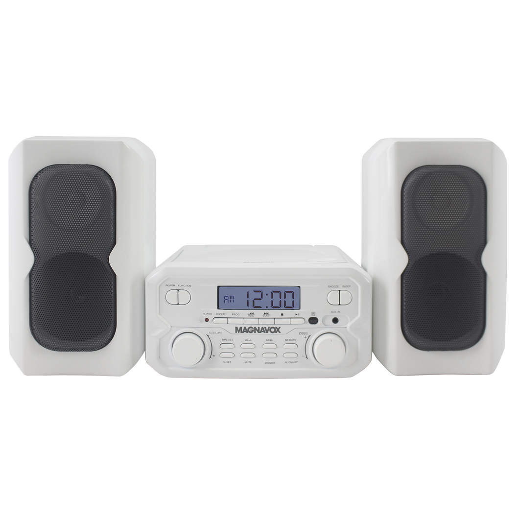 Magnavox MM435M-WH Compact CD Shelf System with FM, Bluetooth & Remote Control in White