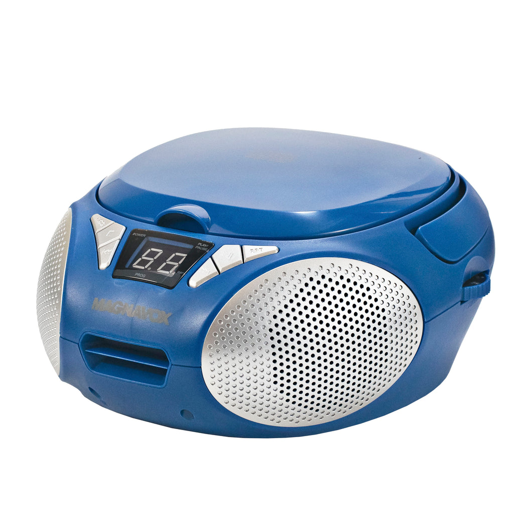Magnavox MD6924-BL Portable Top Loading CD Boombox with AM/FM Radio in Blue