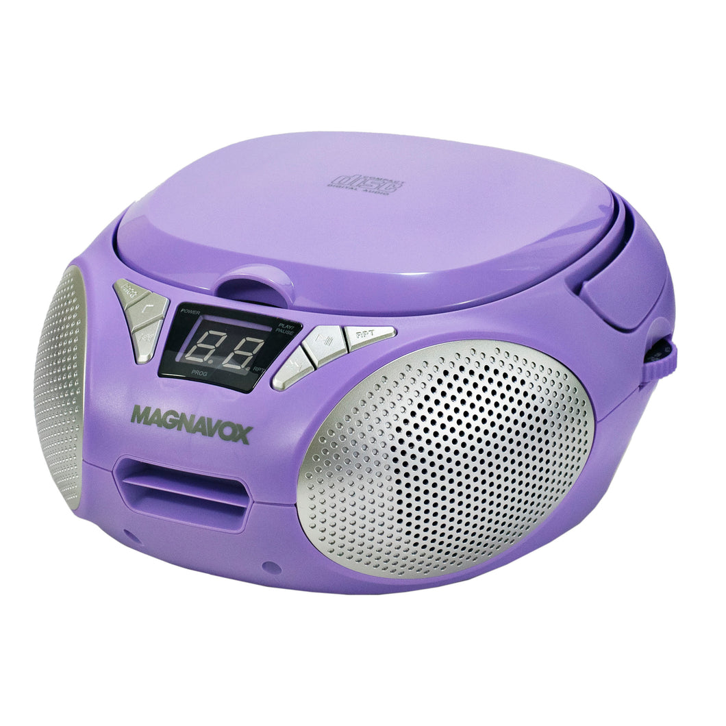 Magnavox MD6924-PL Portable Top Loading CD Boombox with AM/FM Radio in Purple