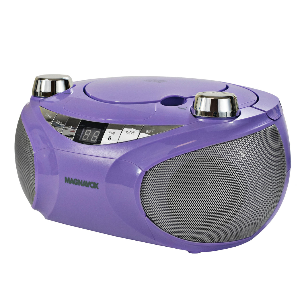Magnavox MD6949-PL Portable CD Boombox with AM/FM Radio and Bluetooth in Purple