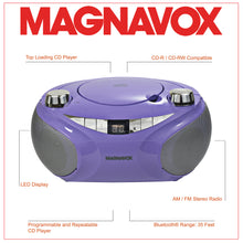 Load image into Gallery viewer, Magnavox MD6949-PL Portable CD Boombox with AM/FM Radio and Bluetooth in Purple
