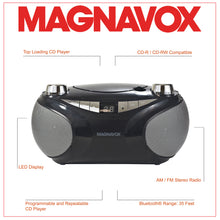 Load image into Gallery viewer, Magnavox MD6949-BK Portable CD Boombox with AM/FM Radio and Bluetooth in Black
