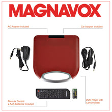 Load image into Gallery viewer, Magnavox MTFT750-RD Portable 7 inch DVD/CD Player with Remote in Red
